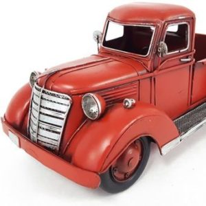 red metal pickup truck